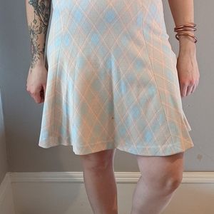 Pastel plaid stretchy vintage skirt